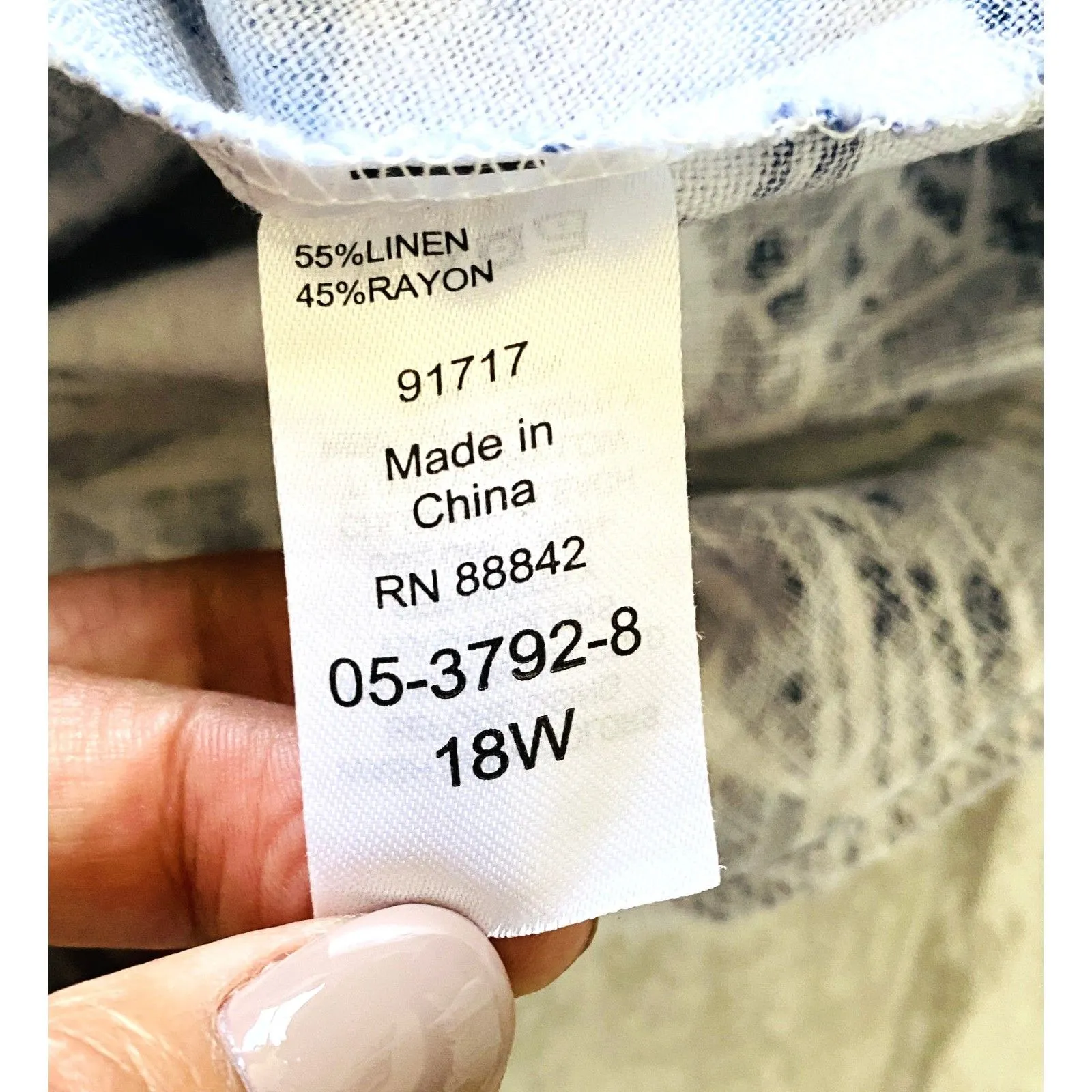 Woman Within Blue Tropical Leaf Print Sleeveless Linen Blend High Low Dress 18W - Image 6