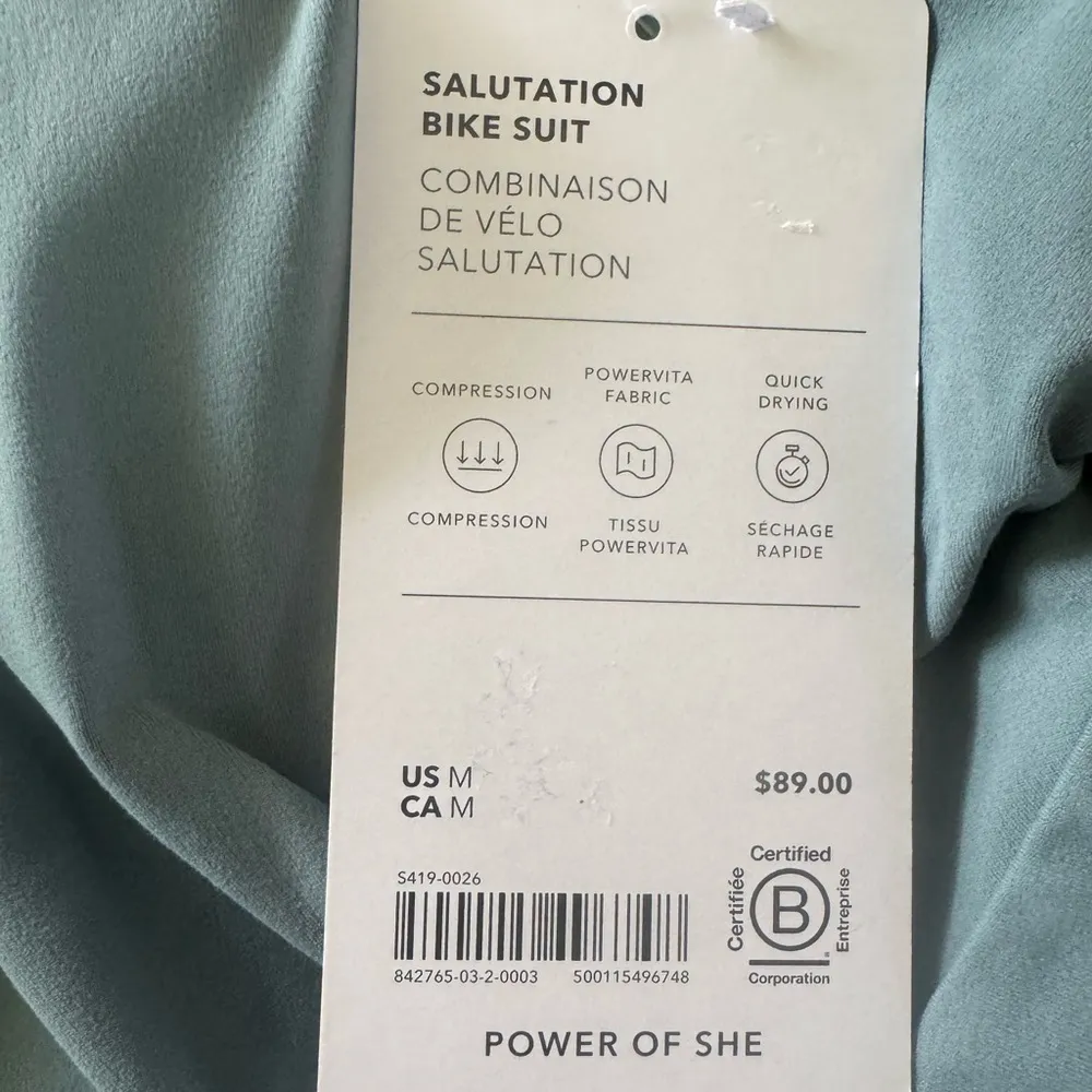 Athleta NWT  Salutation Bike Suit Athletic Romper Size Oxidized Green Medium - Image 4