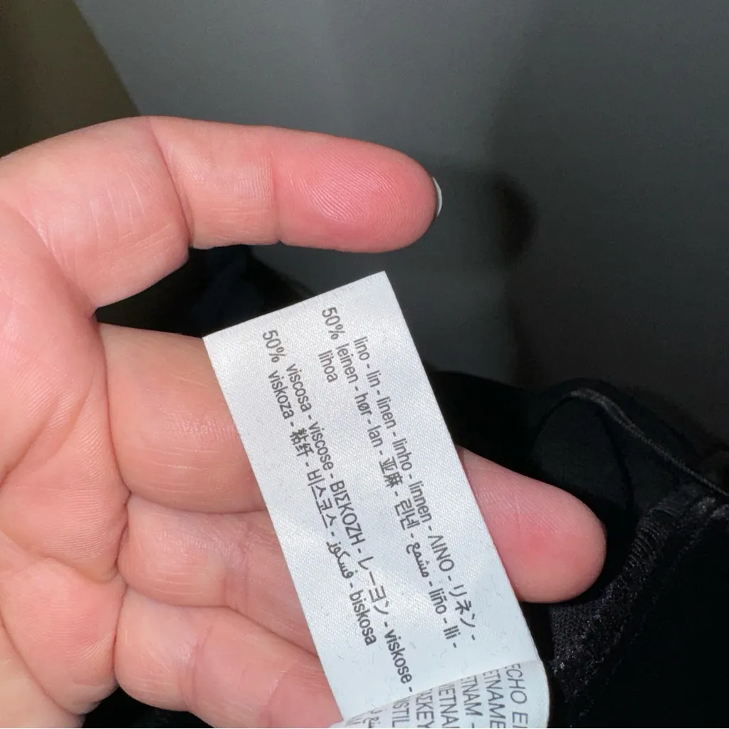 NWT Zara‎ Large Black Linen Blend Wide Leg Pants CP - Image 8