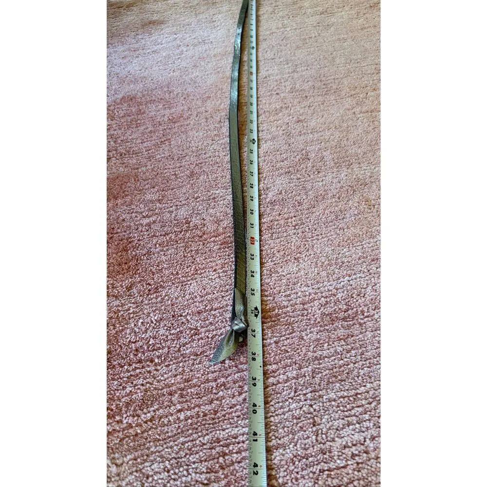 Banana Republic Metallic Leather Skinny Belt Knot Style Pewter Silver - Image 8