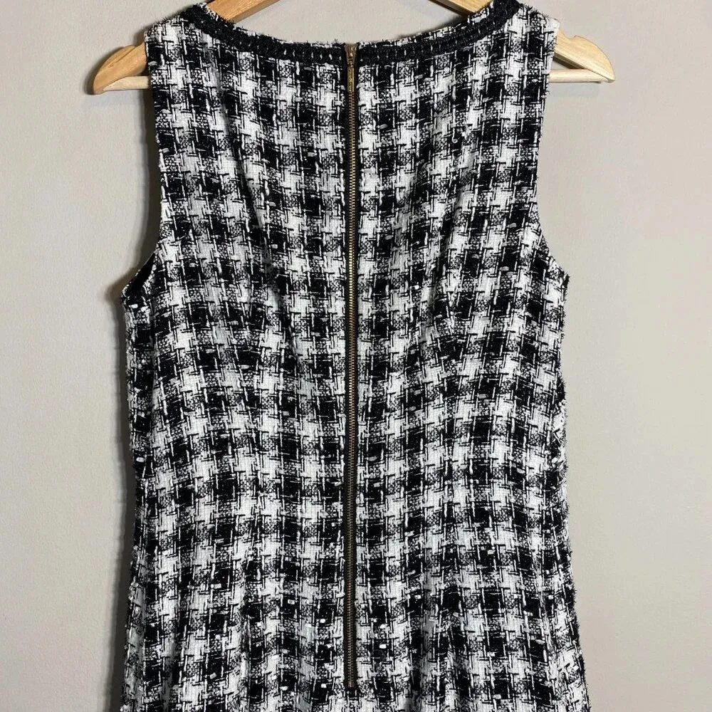 Karl Lagerfeld Paris Tweed Metallic Boucle Shift Mini Dress Womens 4 Black White - Image 11