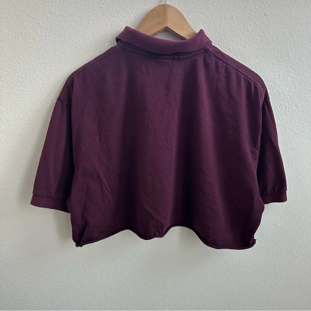 Burgundy Polo Ralph Lauren cropped polo shirt - Image 4