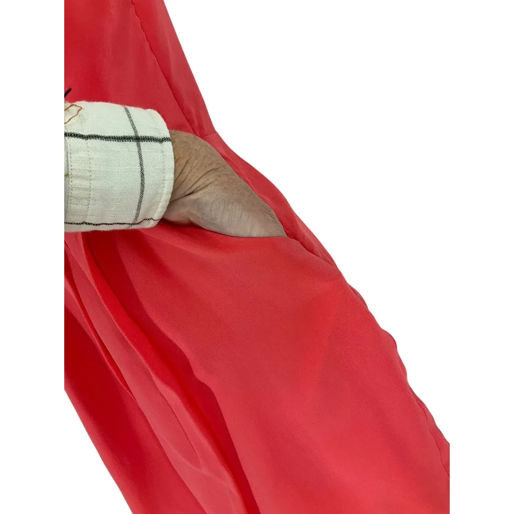 NWT Julie Billiart Coral Wrap-Style Silk Dress W/ Pockets side Zipper Womens S - Image 3