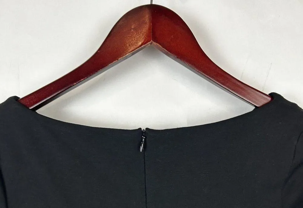 MM.LAFLEUR size 0 classic black sheath dress split neck career office work wear - Image 8