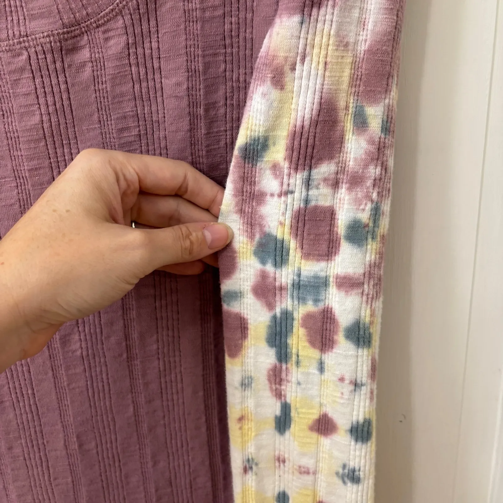 We‎ The Free Big Sur Long Sleeve Top Sz L Boho Hippie Ribbed Tie Dye Scoop Neck - Image 3