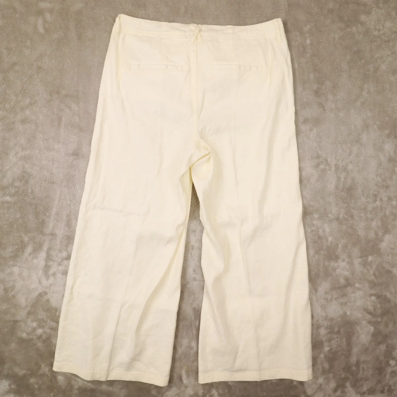 NYDJ‎ Women's Ivory Cream Linen Blend Wide Leg Cropped Stretch Pants Size 4 - Image 6