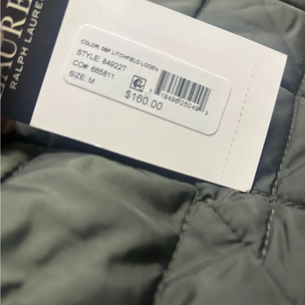 LAUREN RALPH LAUREN New MEDIUM Vest Crest-Patch Diamond Quilted Green Army Women - Image 5