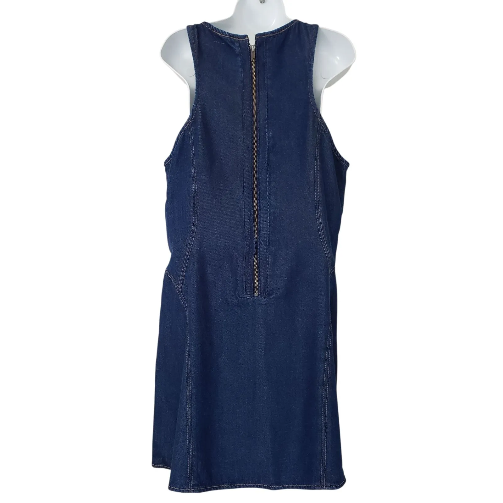 RE/DONE Zip Back lyocell Dress Mini Womens Split Front Large Denim Western - Image 4