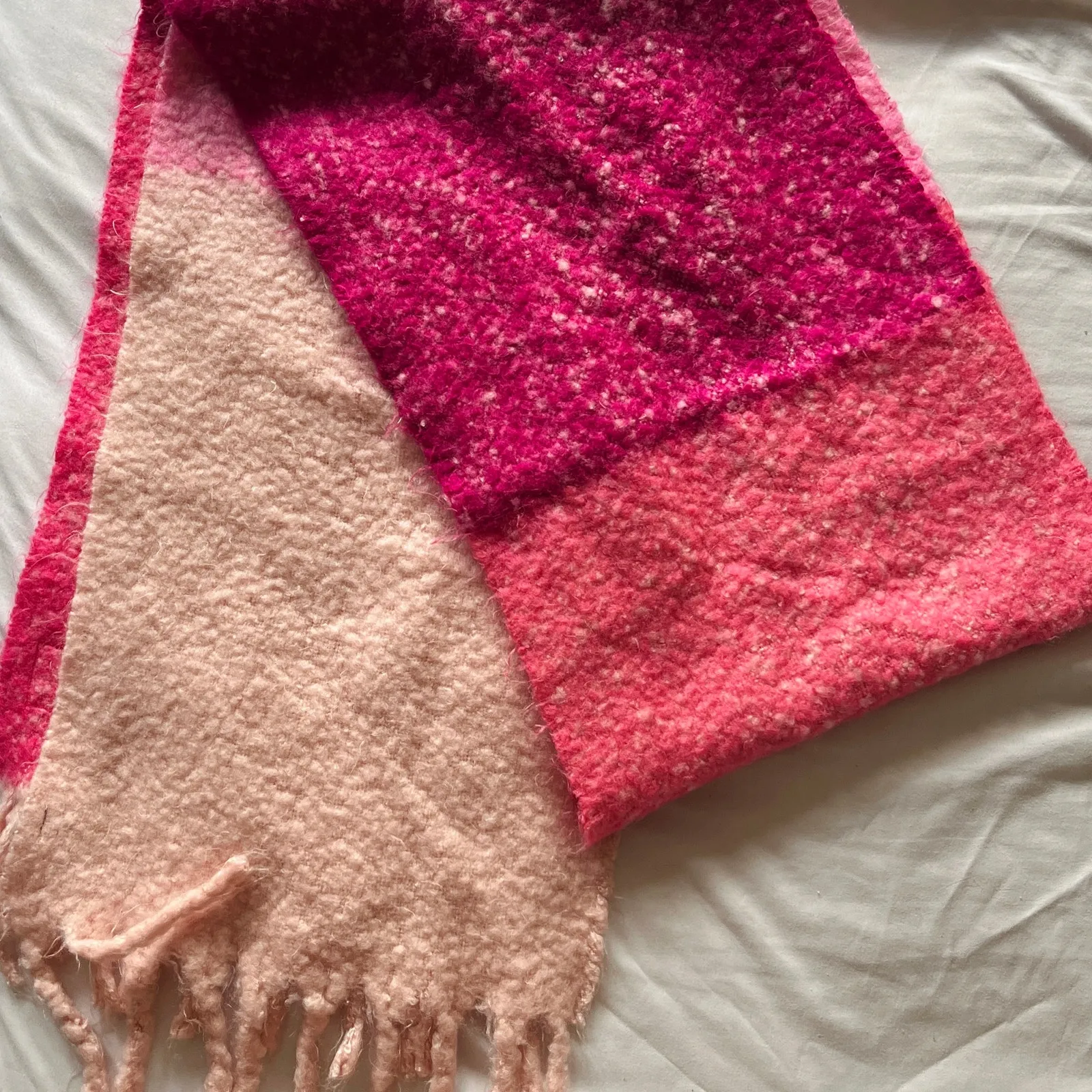 Victoria's Secret | Pink + White Colorblock Fuzzy Blanket Scarf | 2010s - Image 8
