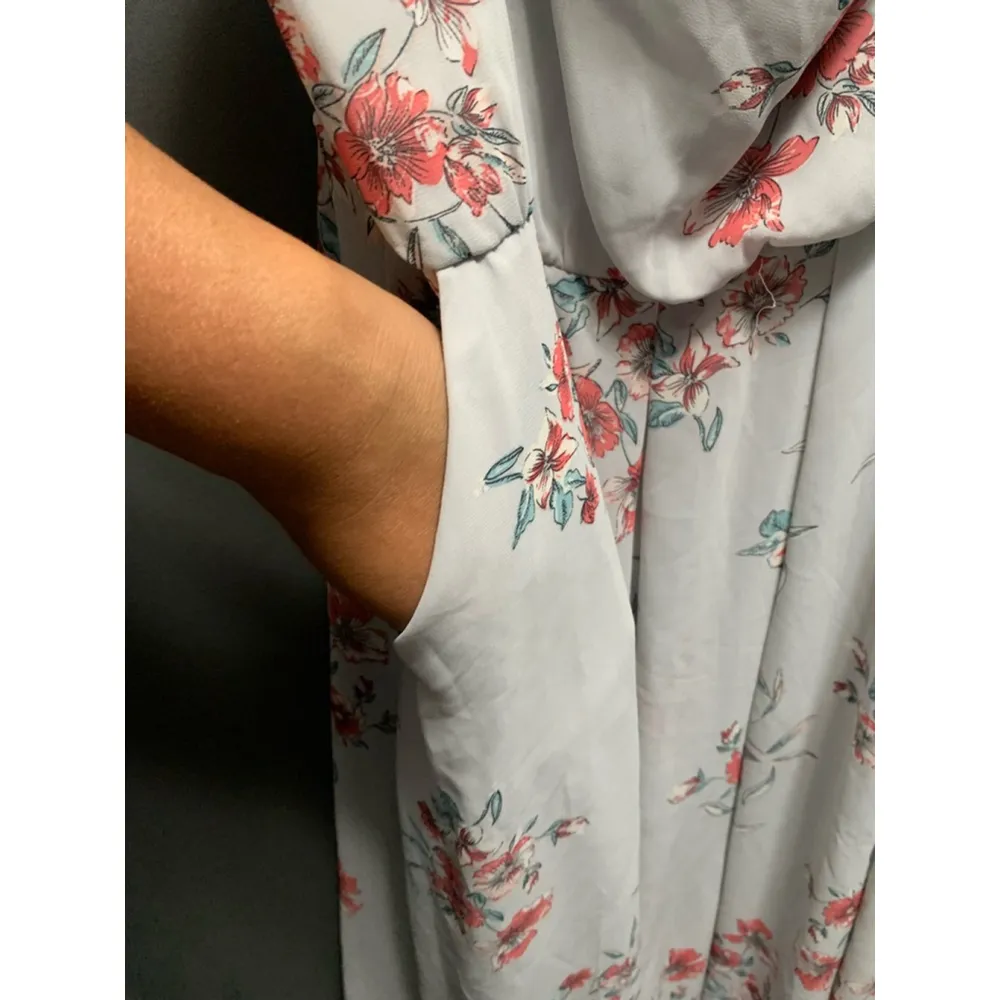 B27-Women's Torrid Floral Print Dress Size 3 Gray Pink - Image 3