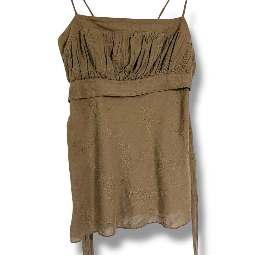 Y2K Charlotte Russe S Babydoll‎ Tie Embroidered Peasant Fairy Cami Tank Top VTG - Image 2