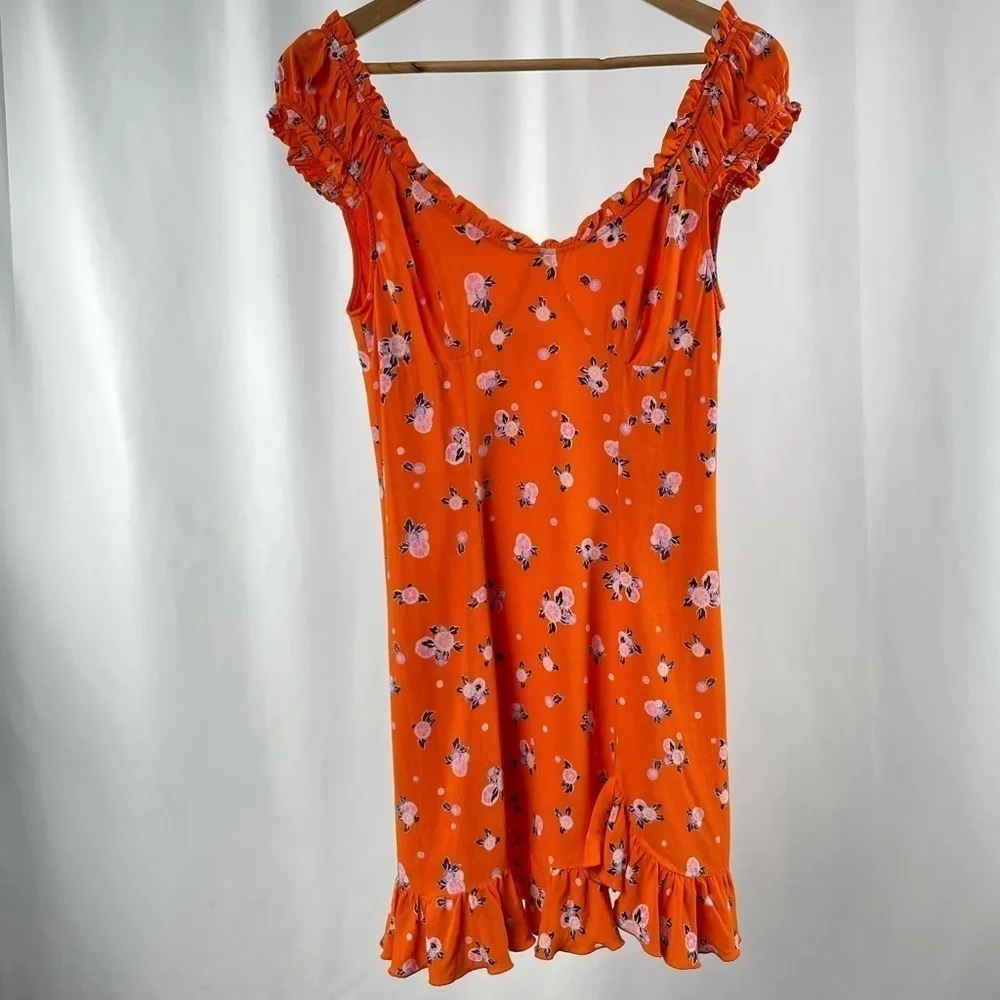 Free People Like A Lady Printed‎ Mini Dress In Orange size XS - Image 6