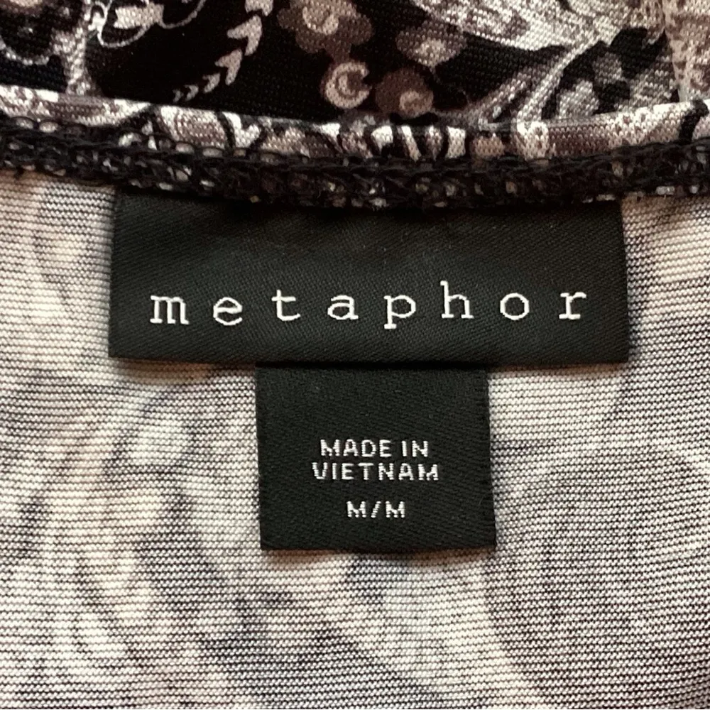 METAPHOR SLEEVELESS Hi-LO BLACK & WHITE PAISLEY STRETCHY SUMMER DRESS Sz Med - Image 9