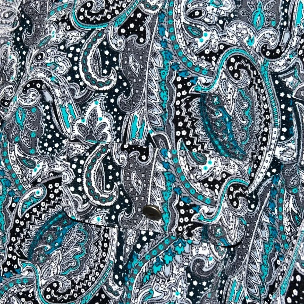 Lauren Scott Teal and Grey Paisley Print Women's Blouse Size L - Image 2