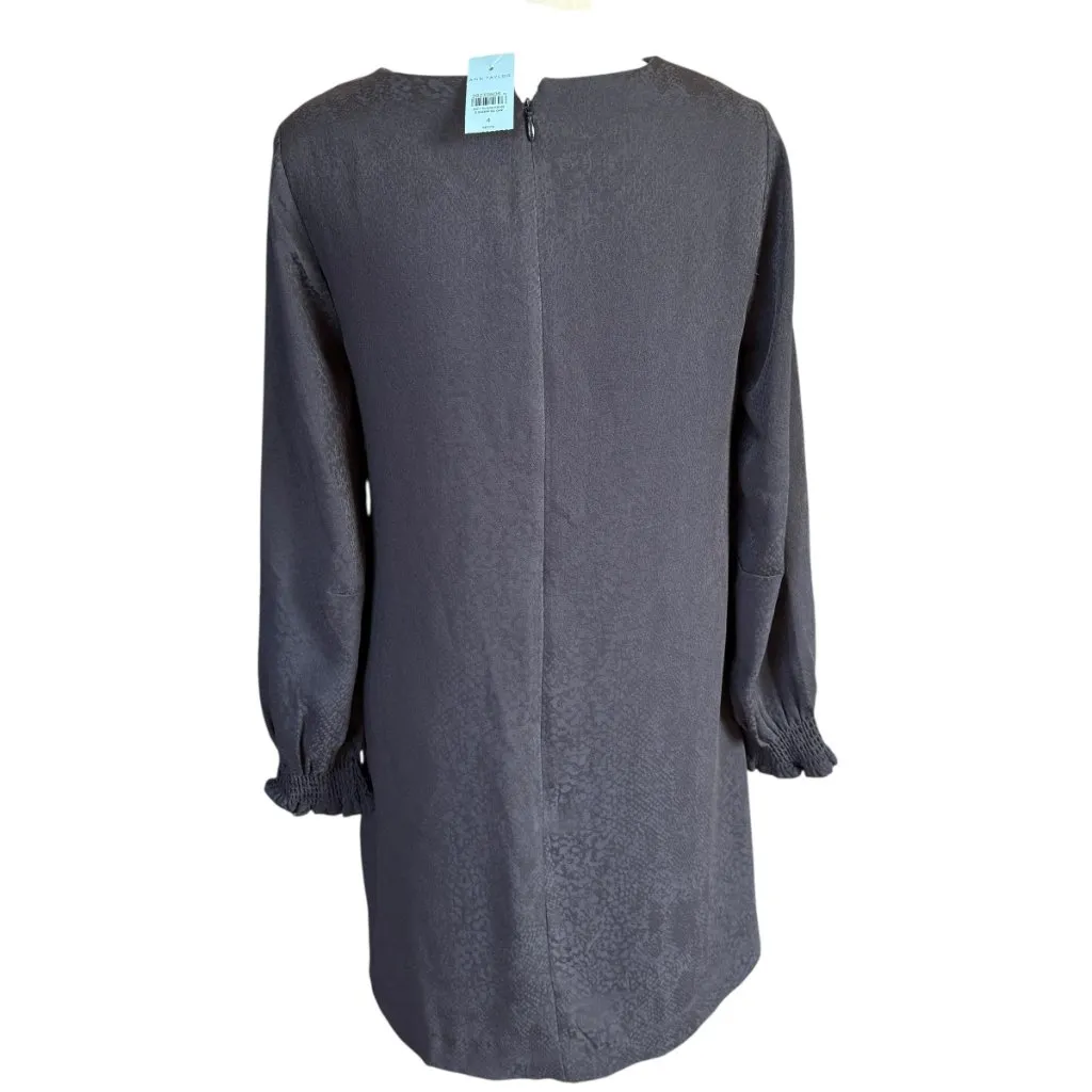 Ann Taylor black petite 4P shift dress with back zip closure ruffled sleeves NWT - Image 4
