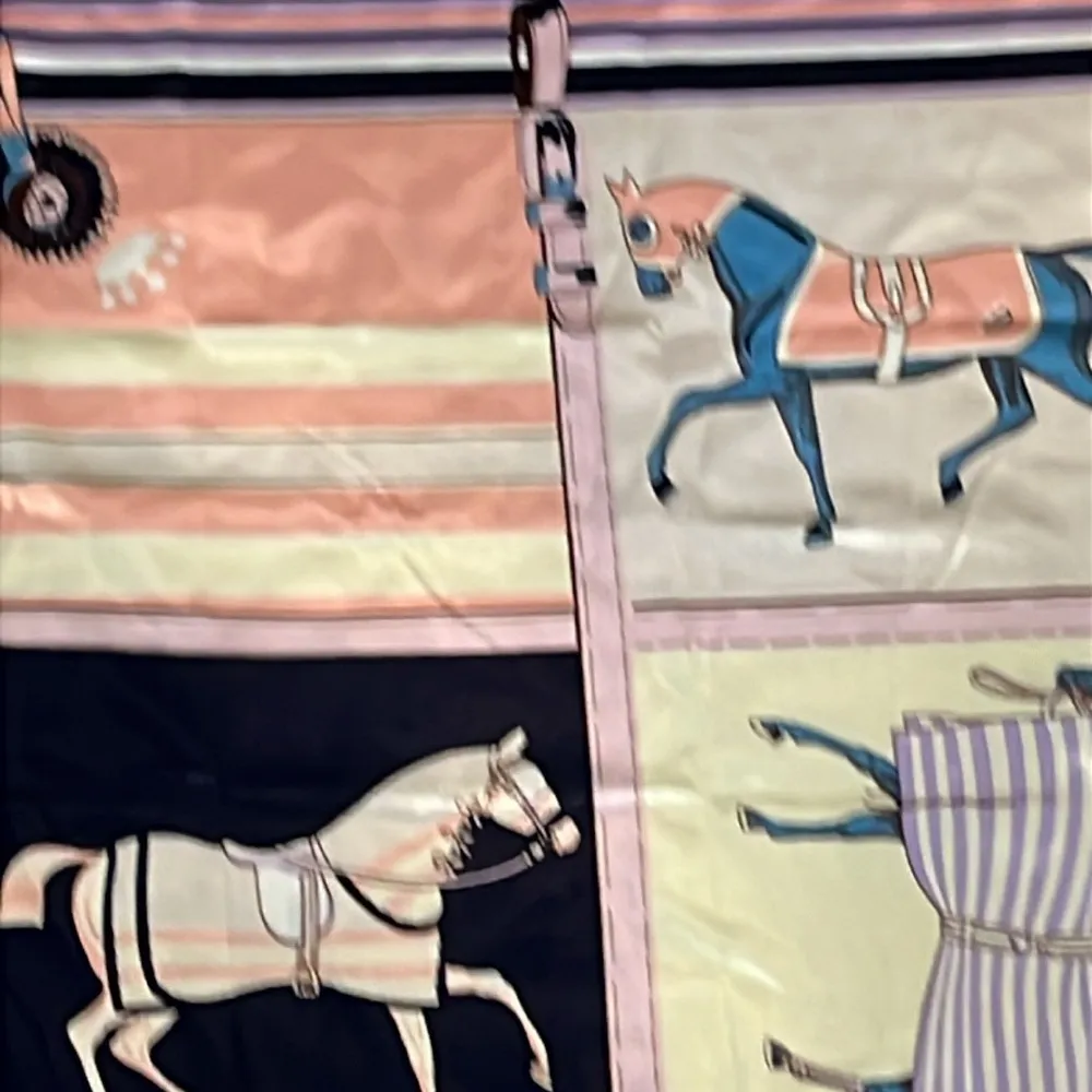 Suzhichou Scarf Horse Panels Equestrian Pink and blue and Lavender Scarf Girly - Image 8