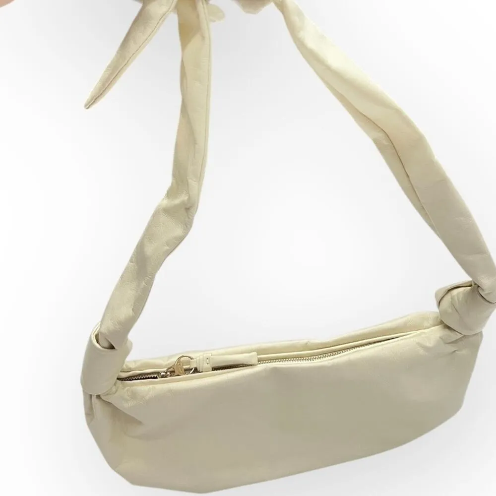 Athleta x Alicia Keys Structured Crinkled Faux Leather Sling Bag - Cream - Image 5
