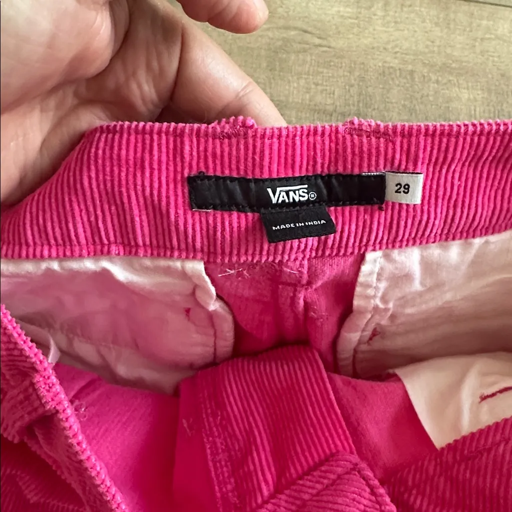 Vans Hot Pink Corduroy Floral Embroidery Pants Sz 29 - Image 4