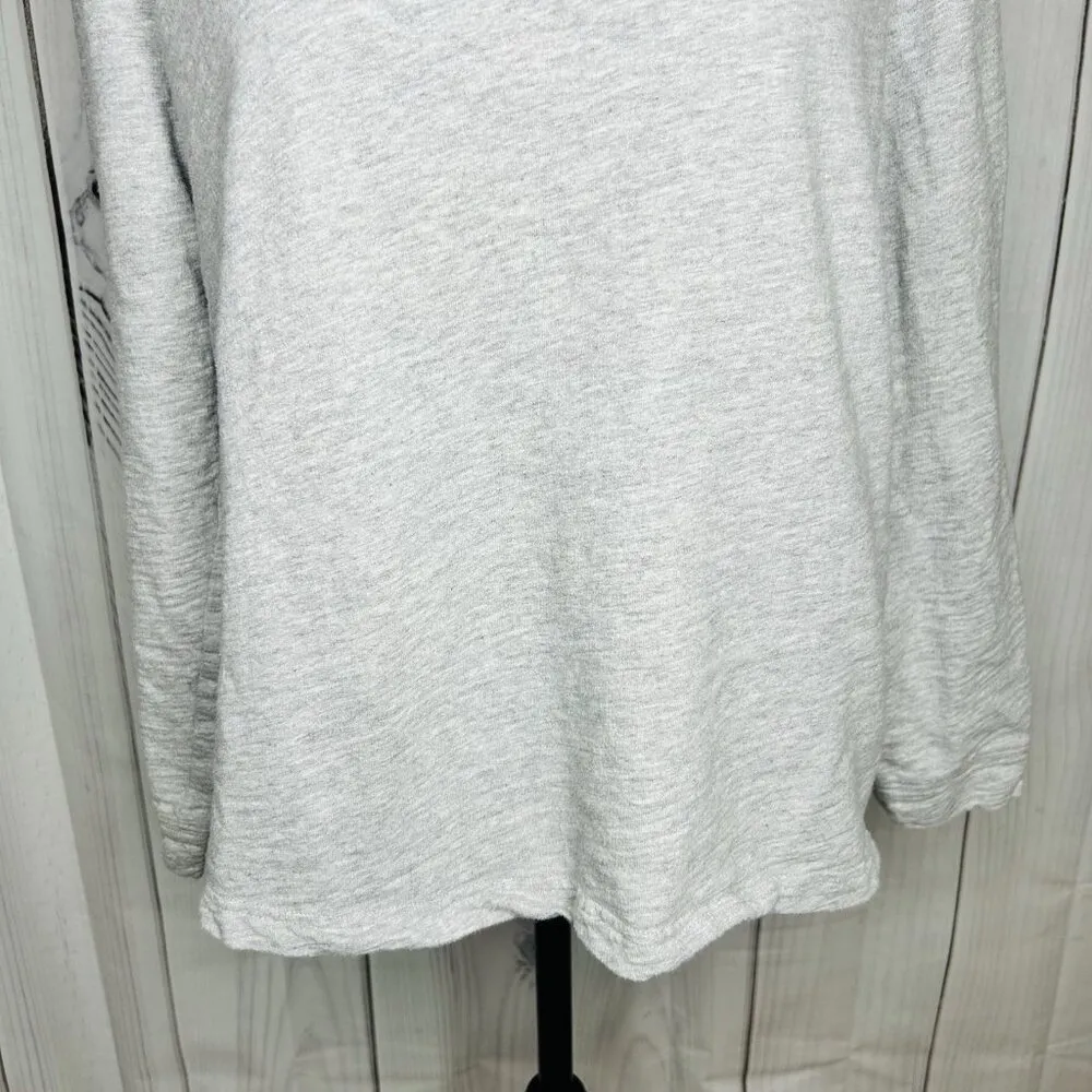Talbots Tunic T-shirt Gray Blue Mixed Media Long Sleeve Sz L Hi-Low - Image 4