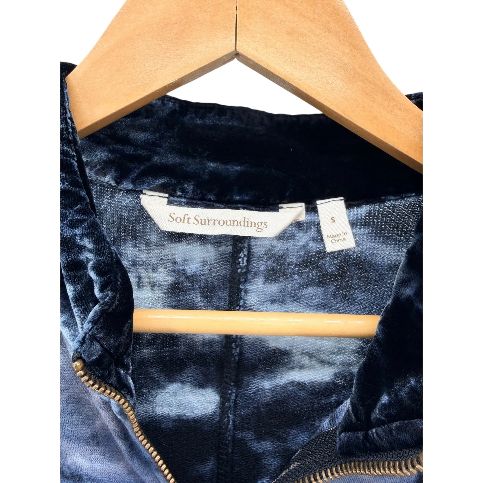 Soft Surroundings Velvet Trim Tie Dye Zip Up Long Sleeve Dress Dark Academia S - Image 5