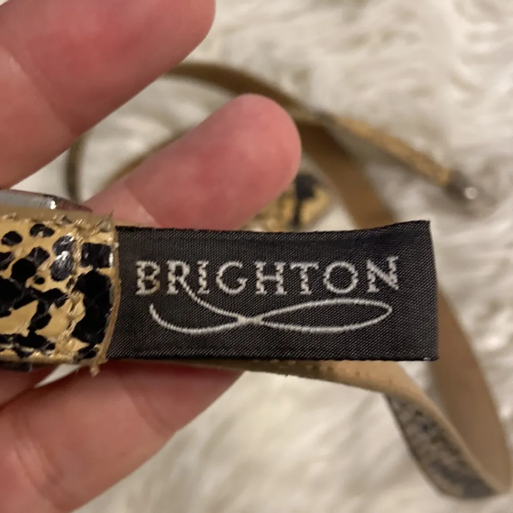 Brighton Animal Print Belt with Silver Accents size L length to first whole 29” - Image 3