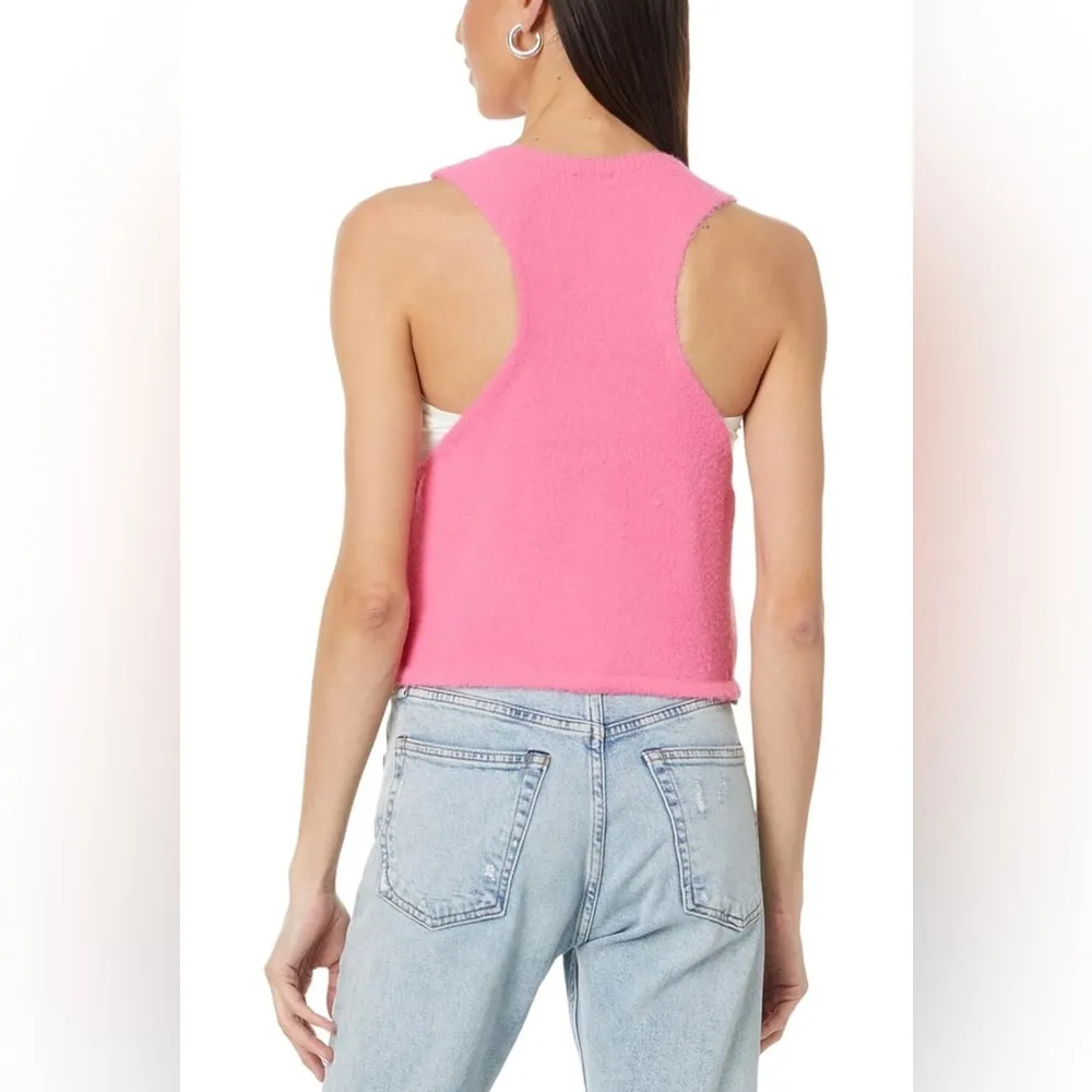 Free People x Intimately FP Top Womens Medium Pink Warm Fluff Crop Top Y2K Knit - Image 2