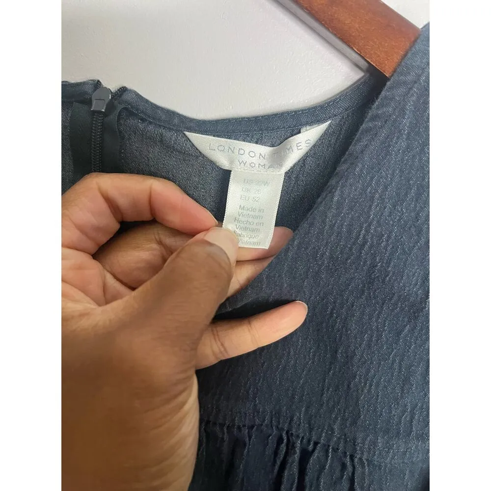 London Times Woman Chambray Jean off the shoulder dress- sz 22w - Image 2