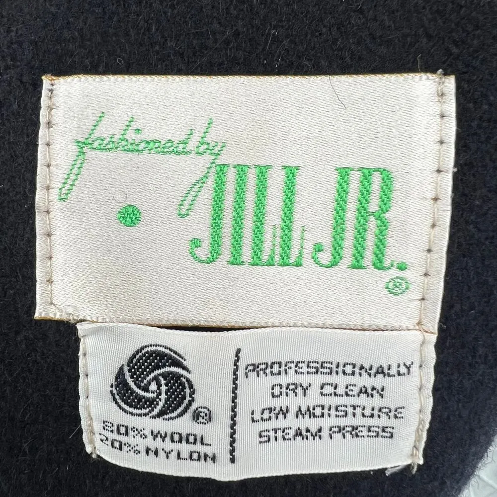 Jill Jr. MEDIUM American VINTAGE 70s Black Wool Blend Opera Over Trench Coat - Image 11