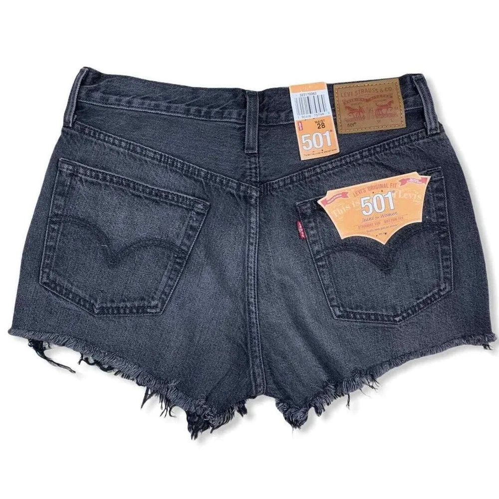 Levi's 501 Shorts Denim Cutoff Embroidered Distressed Retro Future Size 28 New - Image 2