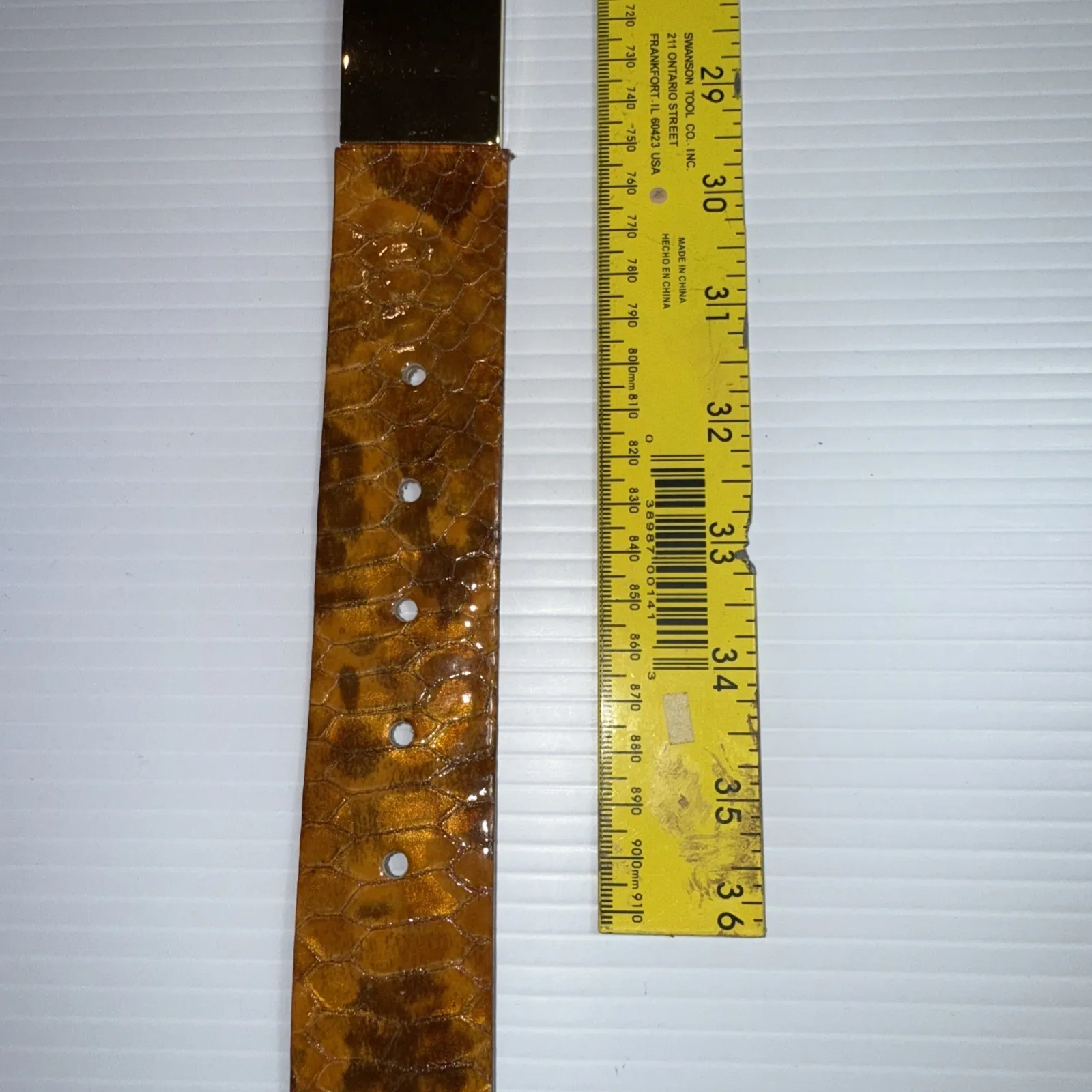 Streets Ahead‎ Belt Orange And Gold Snakeskin Print Made In USA Italian Buckle - Image 6