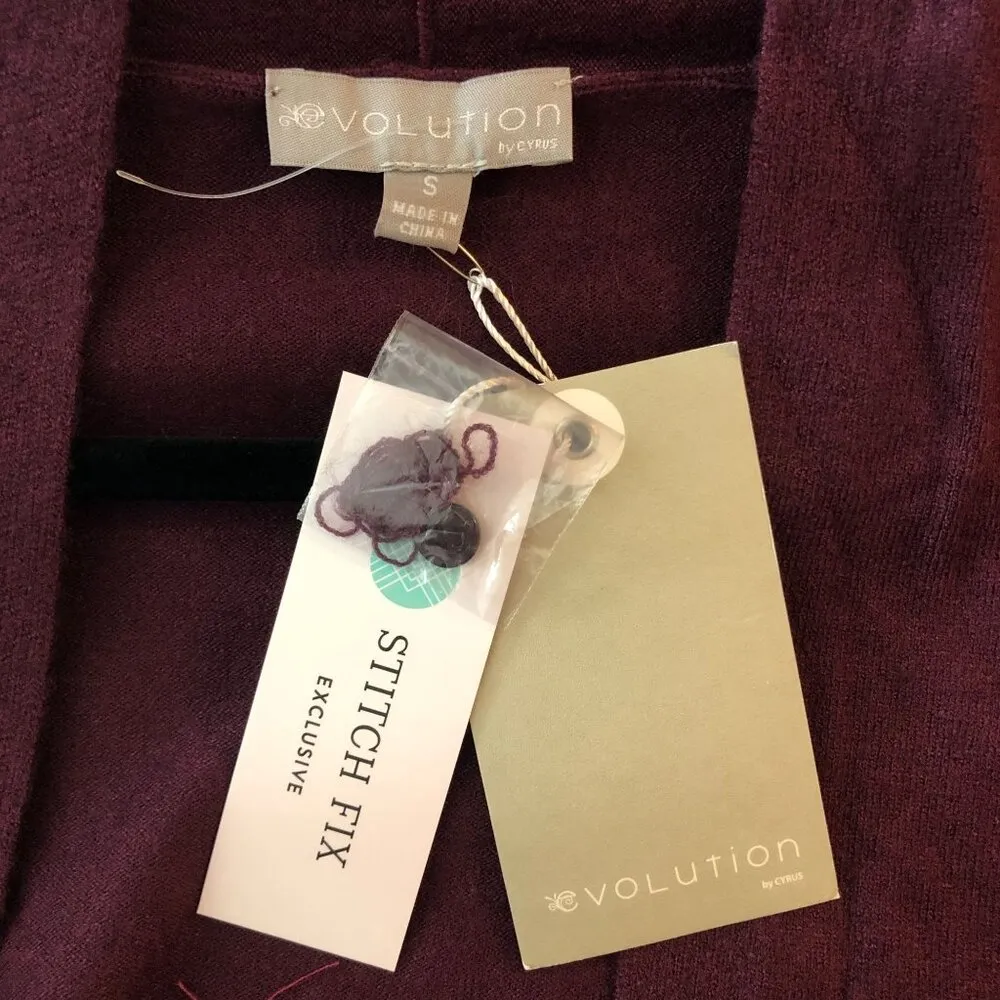 Stitch Fix Evolution By Cyrus Womens Open Front Cardigan Sweater Purple Size S - Image 3