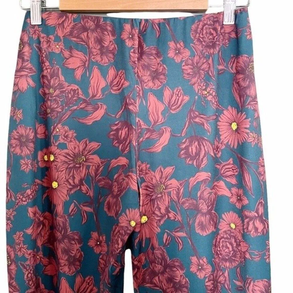 NWT Zara Bellbottom Pants Fall Floral Print Retro Flare Leg Pant Size Large NEW - Image 5