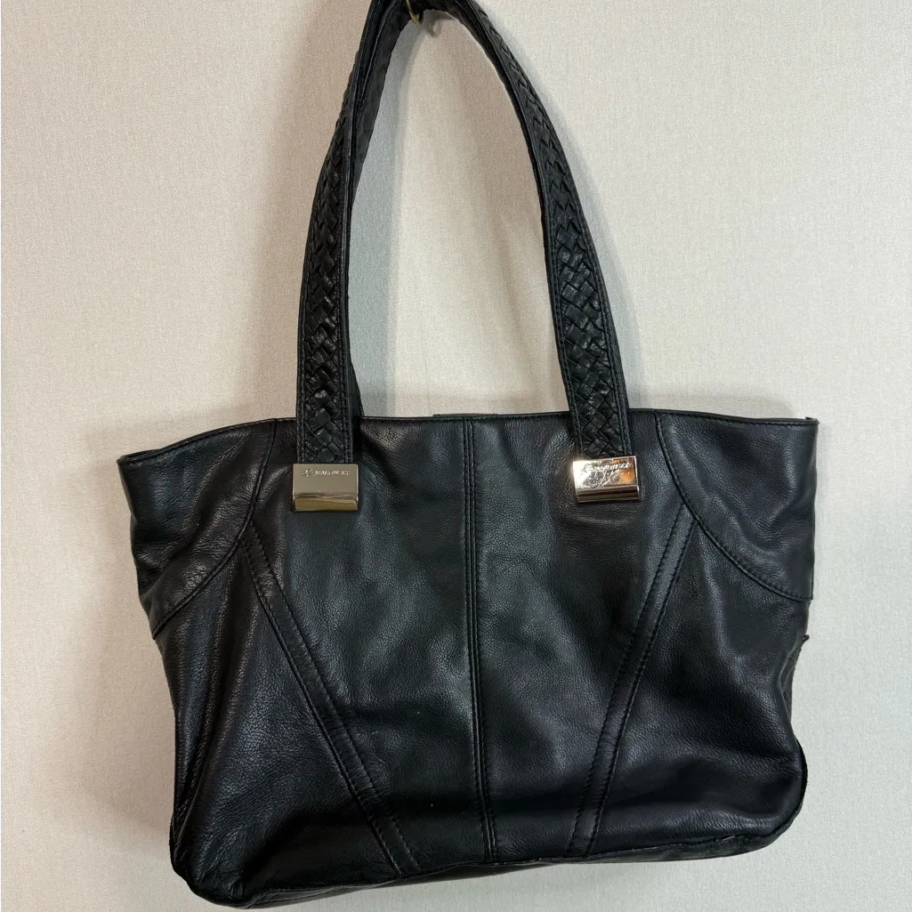B. Makowsky Black Tote with Braided Straps - Image 4