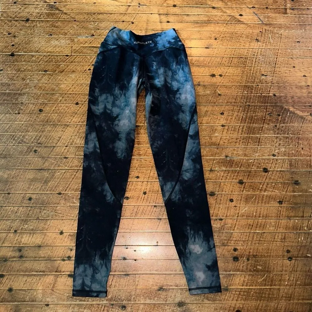 Alphalete Surface Power blue tie dye oil stain XS leggings - Image 5