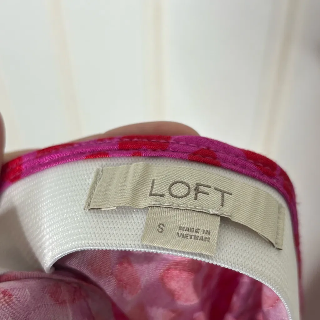 LOFT Heart Jacquard Bias Pink Midi Satin Skirt Sz Small - Image 10