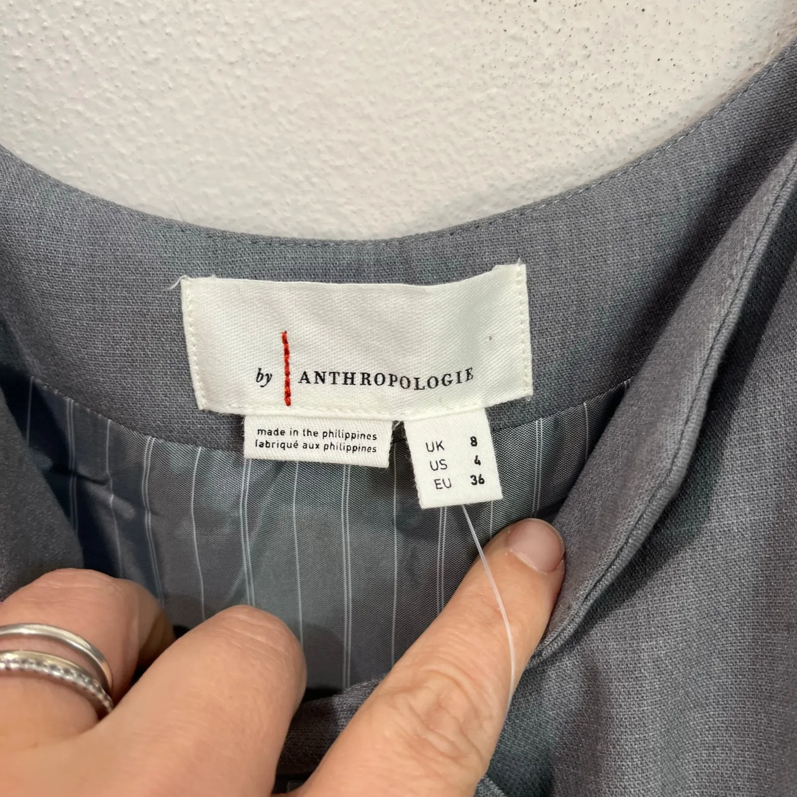 Anthro  Gray Blazer Romper Vest Mini Dress Tailored Career Office Chic Sz S - Image 7