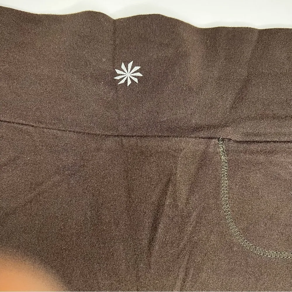 Athleta Chocolate Brown Shadow Soft Knit Nylon‎ Spandex Athletic Faux Wrap Skirt - Image 6