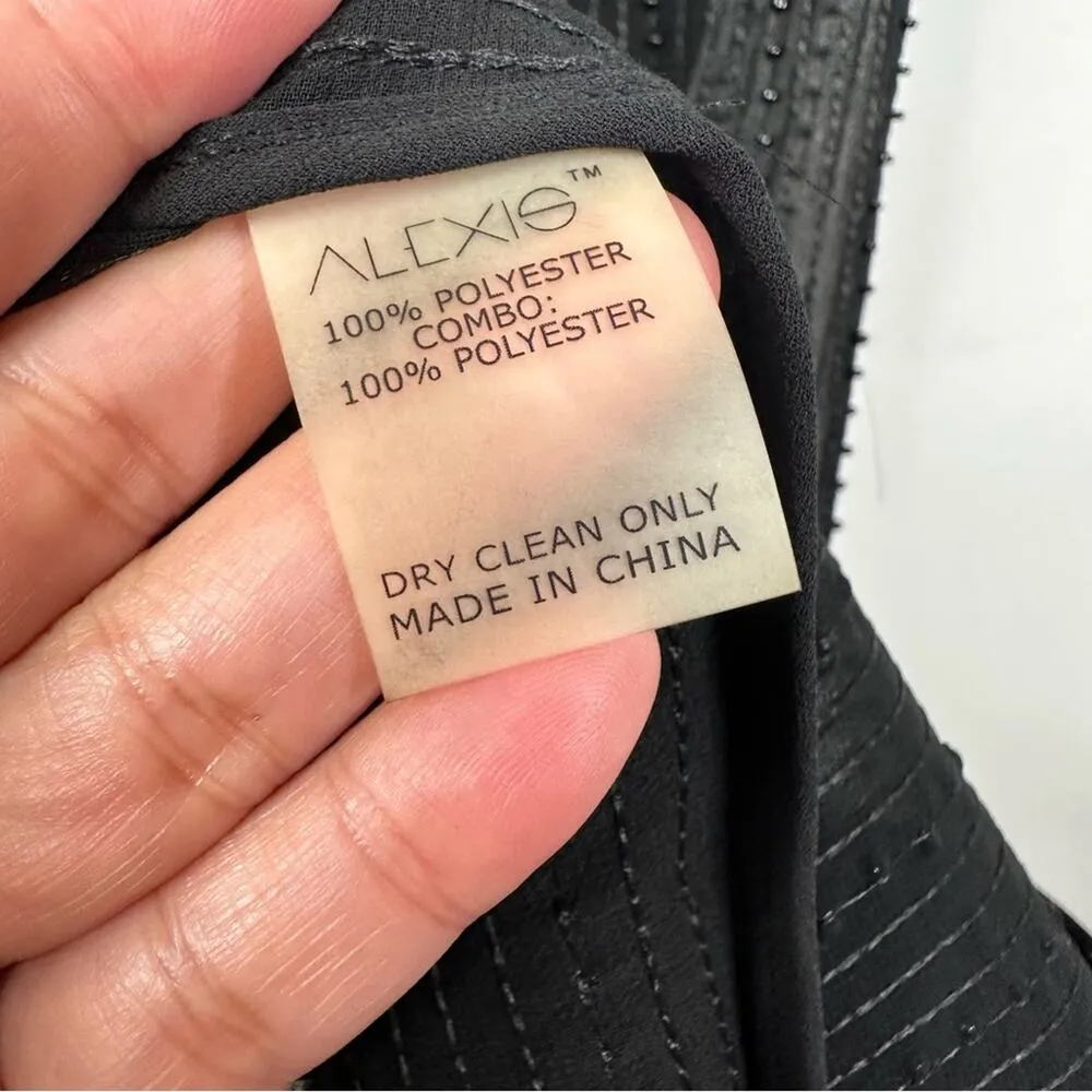 NEW Alexis Rochelle Robe Black Beaded Semi-Sheer Midi Dress Women's Size Small - Image 9