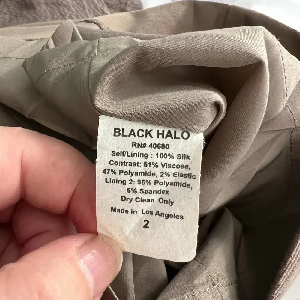 Black Halo‎ Satin Top Halter Mini Bodycon Dress Taupe Mauve Size 2 - Image 12