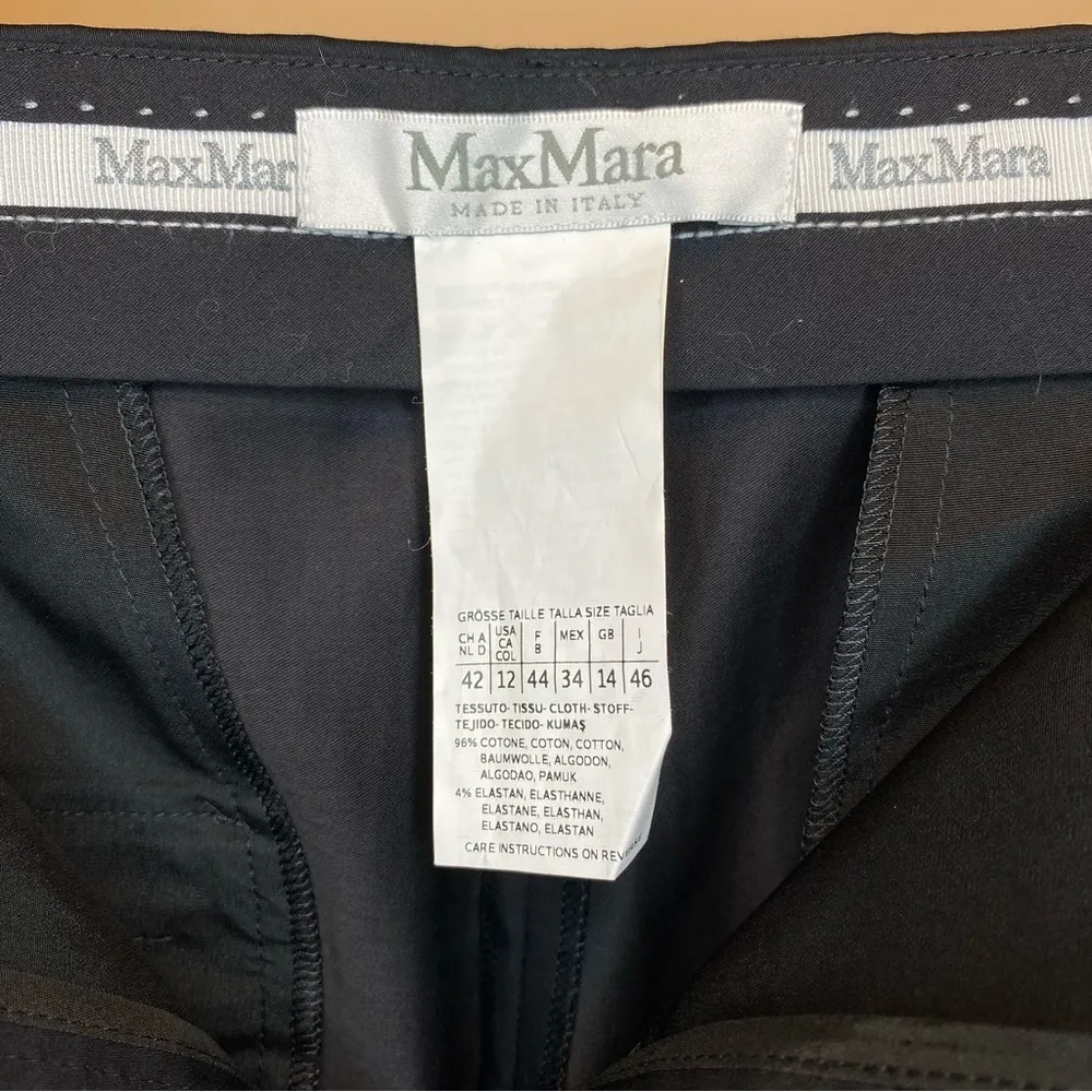 MAXMARA Straight-Leg Tailored Business Casual Pants Lightweight Cotton Black 12 - Image 3