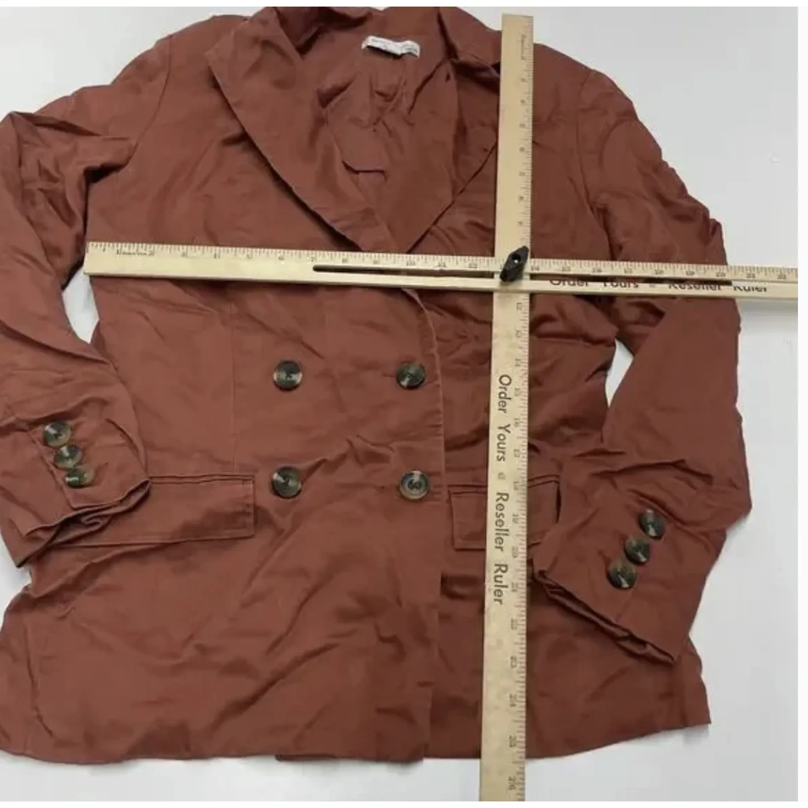 Sweet Baby Jamie Blazer Womens XS Rust Brown Double‎ Breasted Lined Notch Lapel - Image 6