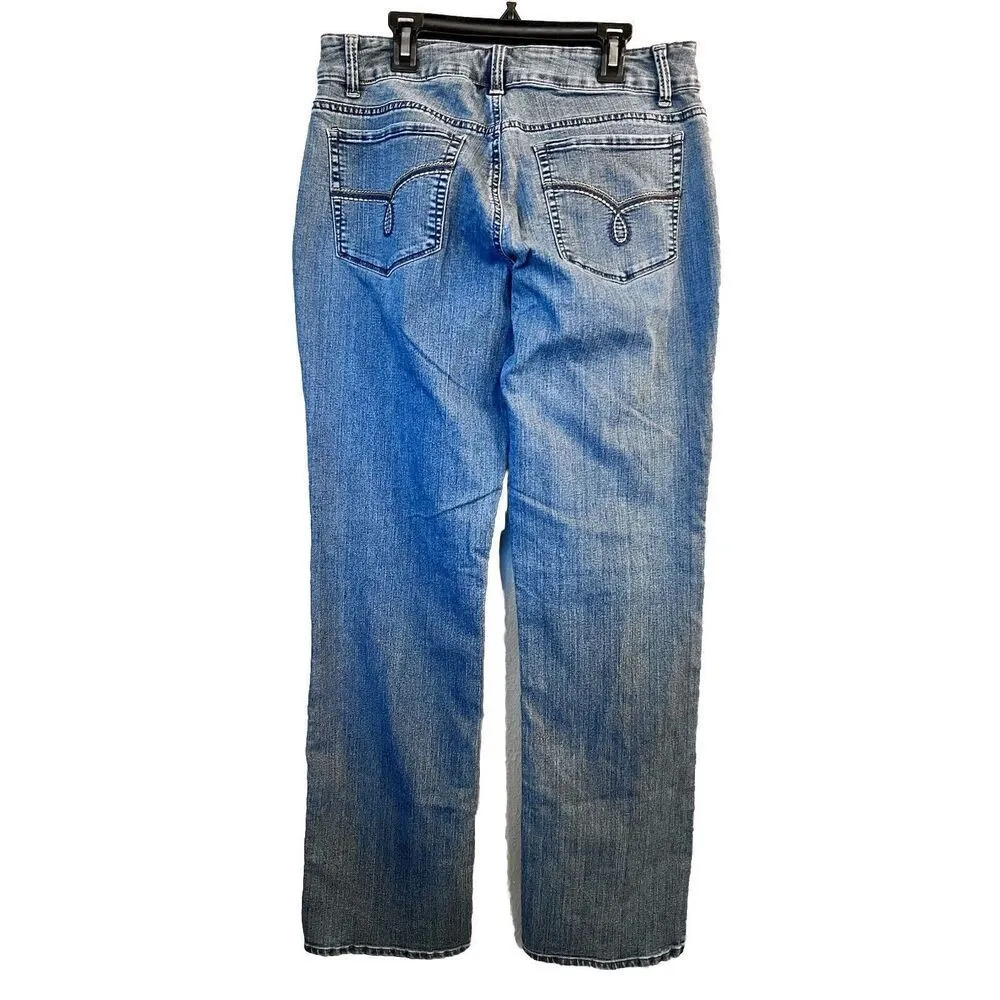 Riders Lee Jeans Womens Sz 10M Blue Midrise Straight Leg‎ Denim Med Wash Momcore - Image 2