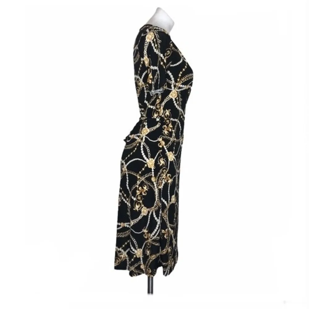AXYIS Sirena True Wrap Dress Gold Pearls Medium Black - Image 3