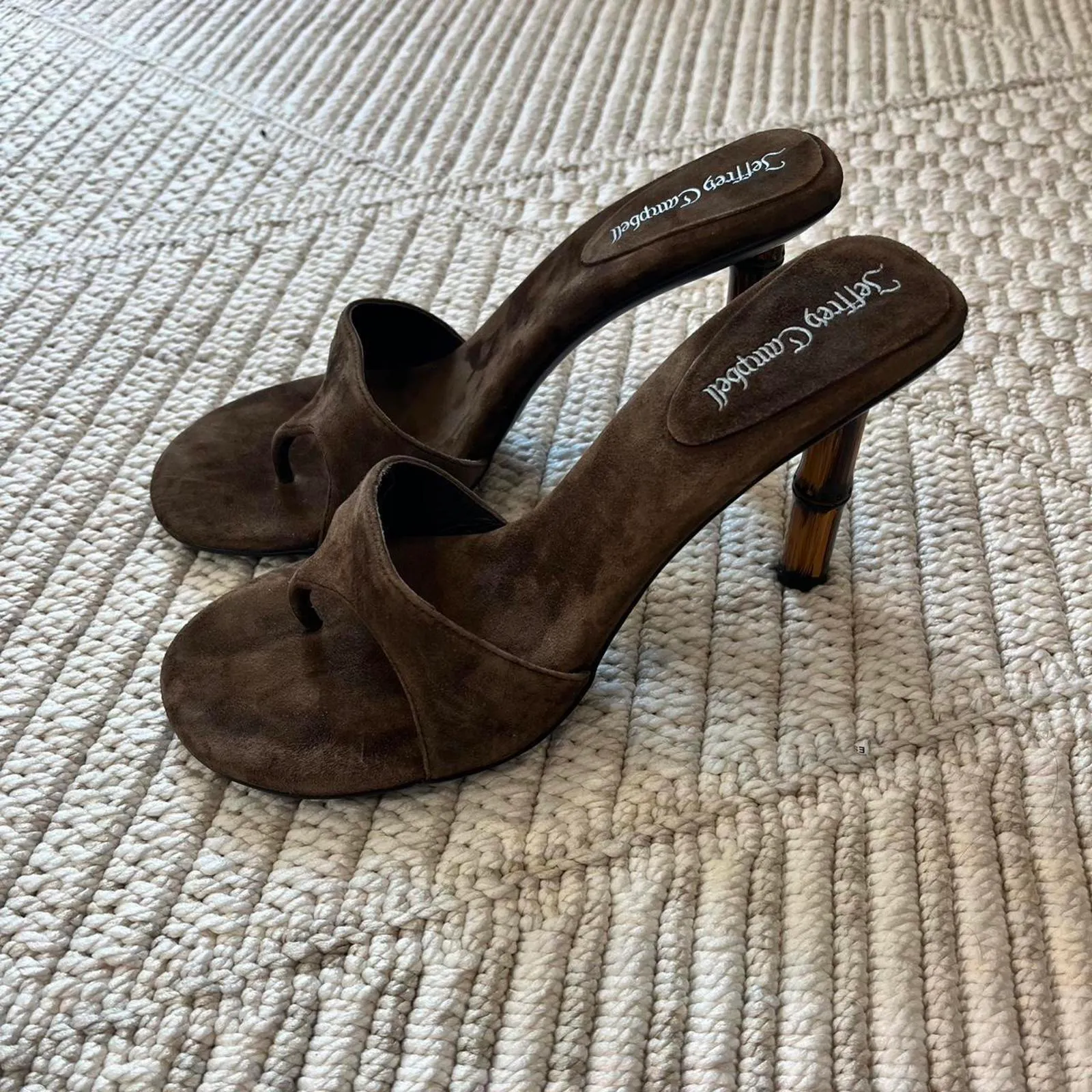 Jeffrey Campbell Linette Suede Bamboo Heel Thong Sandals - Image 5