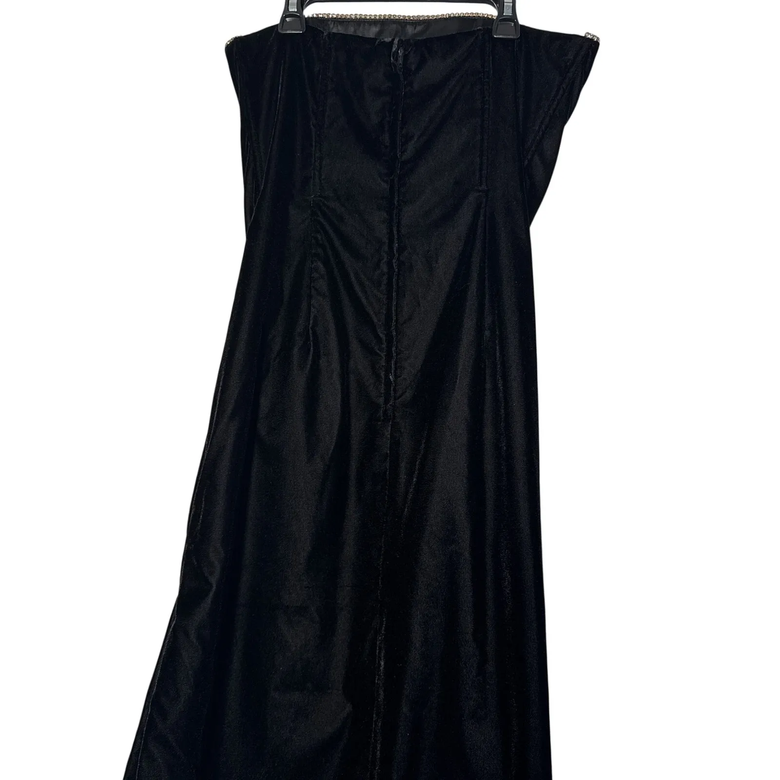 Jessica McClintock Gunne Sax Black Velvet Strapless Rhinestone Evening Gown Sz 9 - Image 16