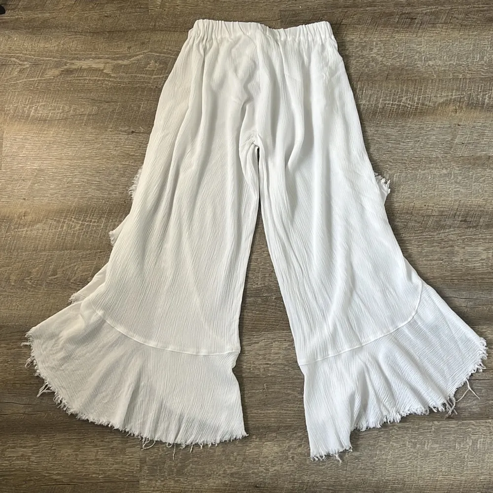 Blue Life White Boho Beach Pants Size XS - Image 3