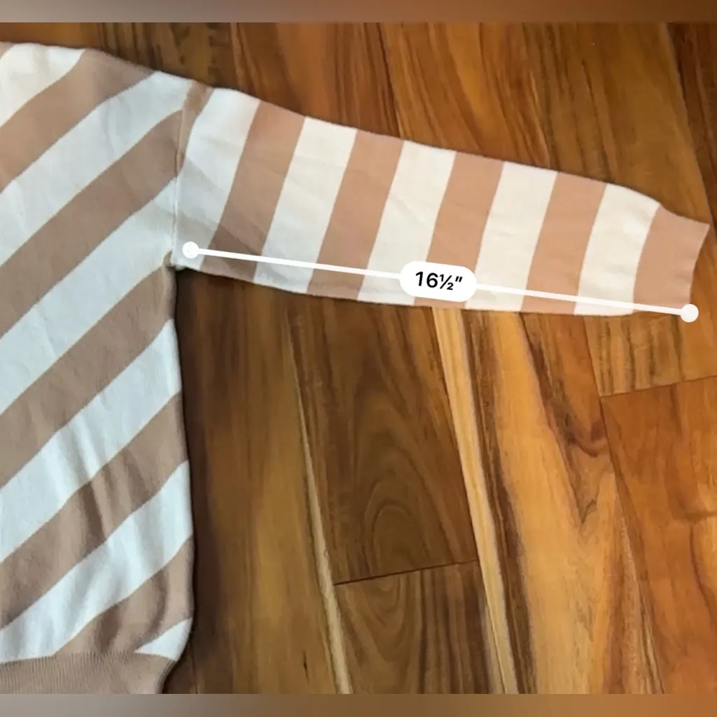 Magaschoni Tan and Cream Chevron Crewneck Sweater - Image 5