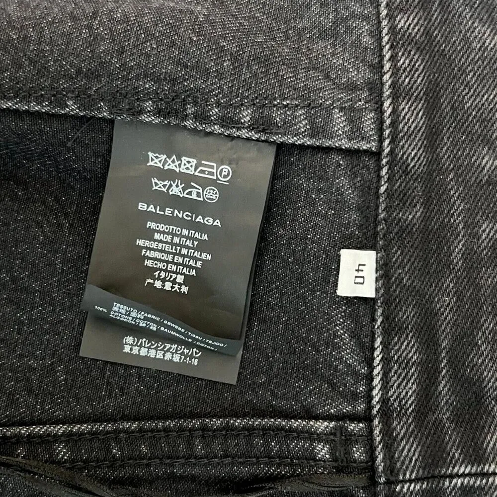 NWT Balenciaga Denim Wrap Skirt Black Woman Size 40 Made in Italy - Image 4