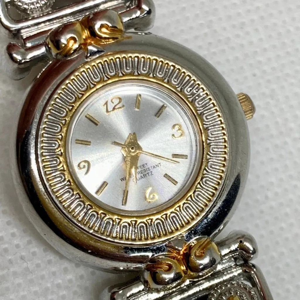 Women’s vintage watch quartz analog silver gold tone 25mm round running - Image 3