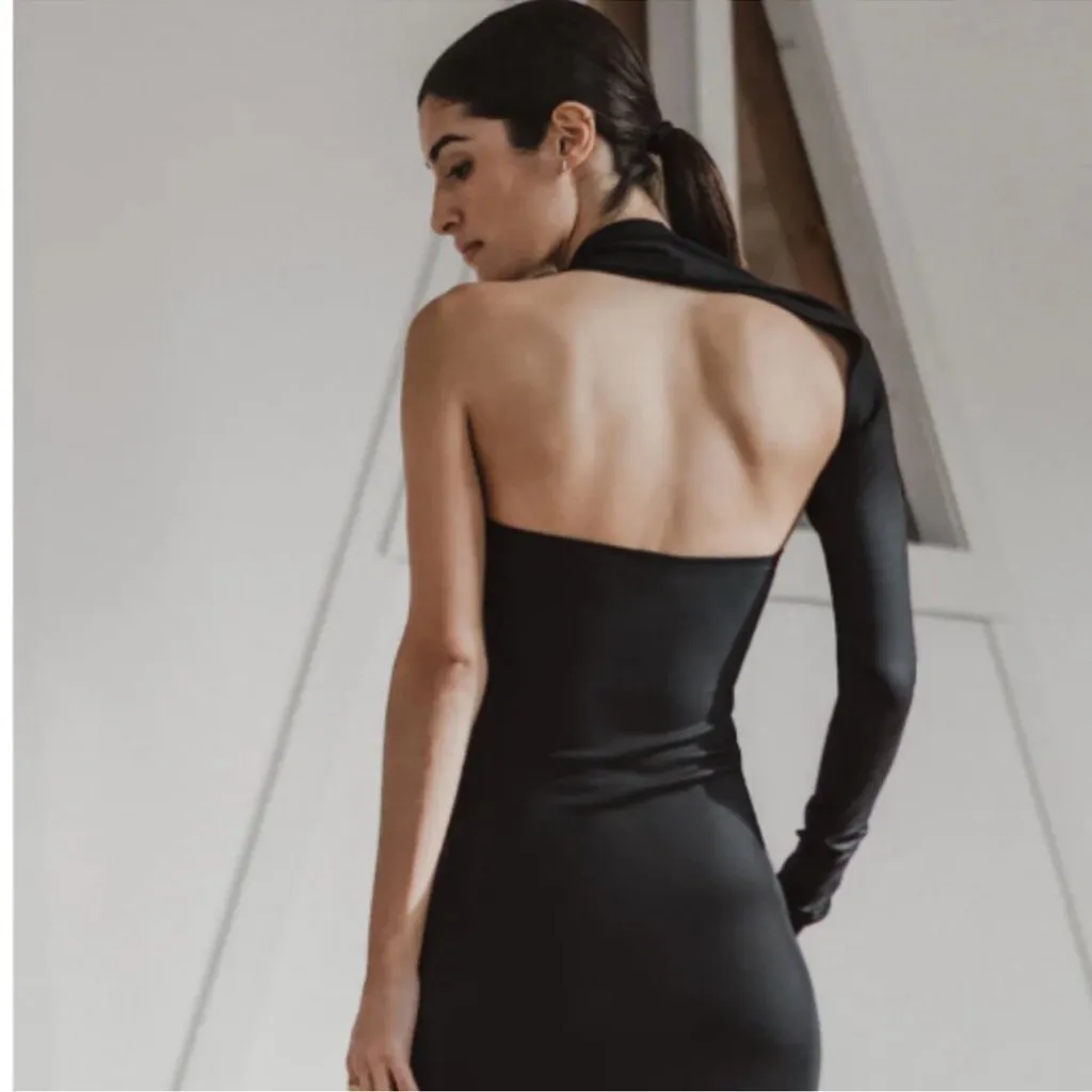 NWOT Marcella New York Manhattan One Shoulder Long Sleeve Black Gown Sz XXL - Image 3